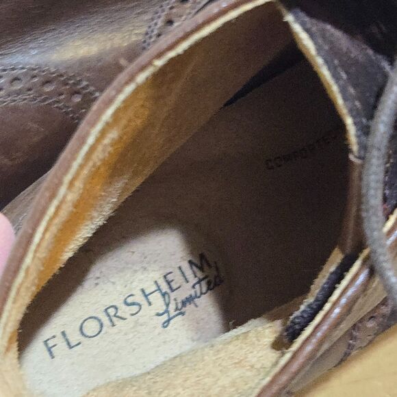 Florsheim Limited Mens Sz 10D Brown Leather Wingtip Lace Up Chukka Ankle Boots - Picture 5 of 12